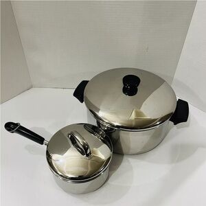 4 Vintage 1801 Revere Ware  4 1/2 Qt ,1 Qt Stainless Steel Bottom